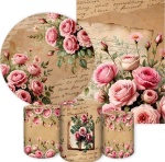 Cartas de Amor 02 Floral Rosas Painel Romano 200X100Cm - Fundo Rosa Goiaba - imagem 2