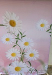 Margarida 3D Fundo Rosa Painel Retangular 220X150Cm  Fundo Amarelo Claro Liso - imagem 1