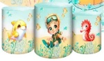 Fundo Do Mar 3D Menino Cute Cilindro Redondo Pmg - imagem 1