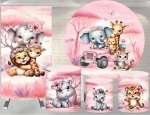 Safari 3D Jeep Rosa Painel Retangular 220X150Cm - imagem 2