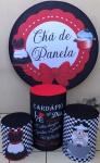 Chá de Panela Preto Laço Vermelho Painel Redondo 150Cm - imagem 2