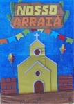 Festa Junino São Joao E  Igrejinha Amarela Painel Retangular 220X150Cm - imagem 1
