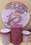 15 Anos Rosa Coroa Prata Diamante -  Cilindro Redondo Pmg - imagem 2