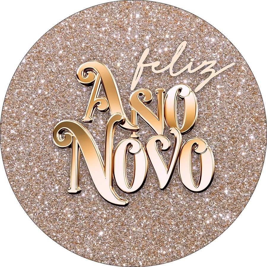 Ano Novo Feliz Glitter Dourado Painel Redondo 150Cms - FOCUSEVENTOSJATAI