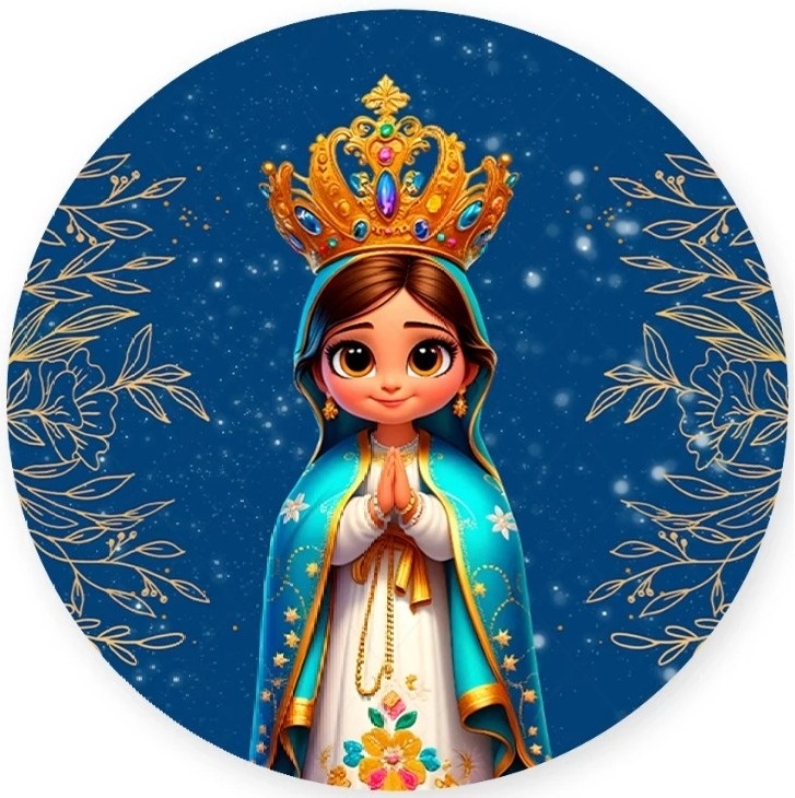 Nossa Senhora 3D Manto Azul Painel Redondo 150Cm - FOCUSEVENTOSJATAI