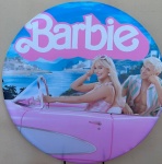 Barbie E Ken Real Carro Rosa Painel Redondo 150Cm - imagem 1