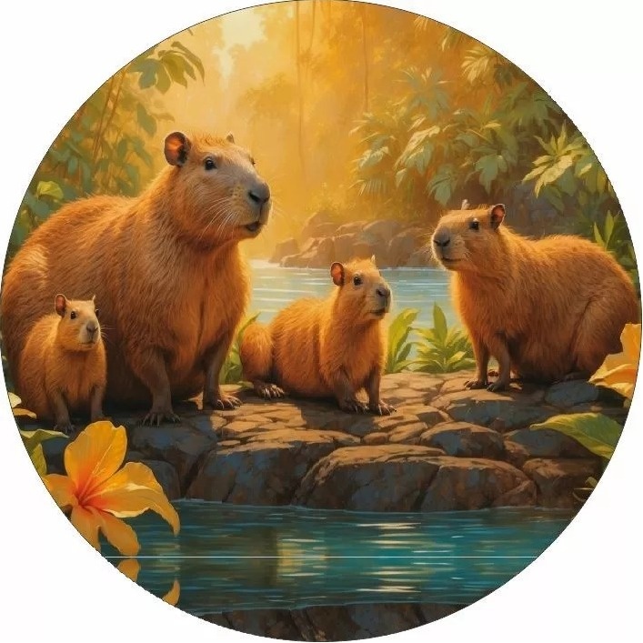 Capivara Real  Familia Painel Redondo 150Cm - FOCUSEVENTOSJATAI