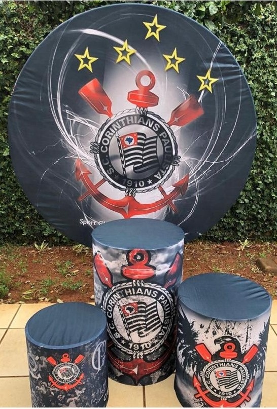 Futebol Corinthias 5 Estrelas Painel Redondo 150Cm - FOCUSEVENTOSJATAI
