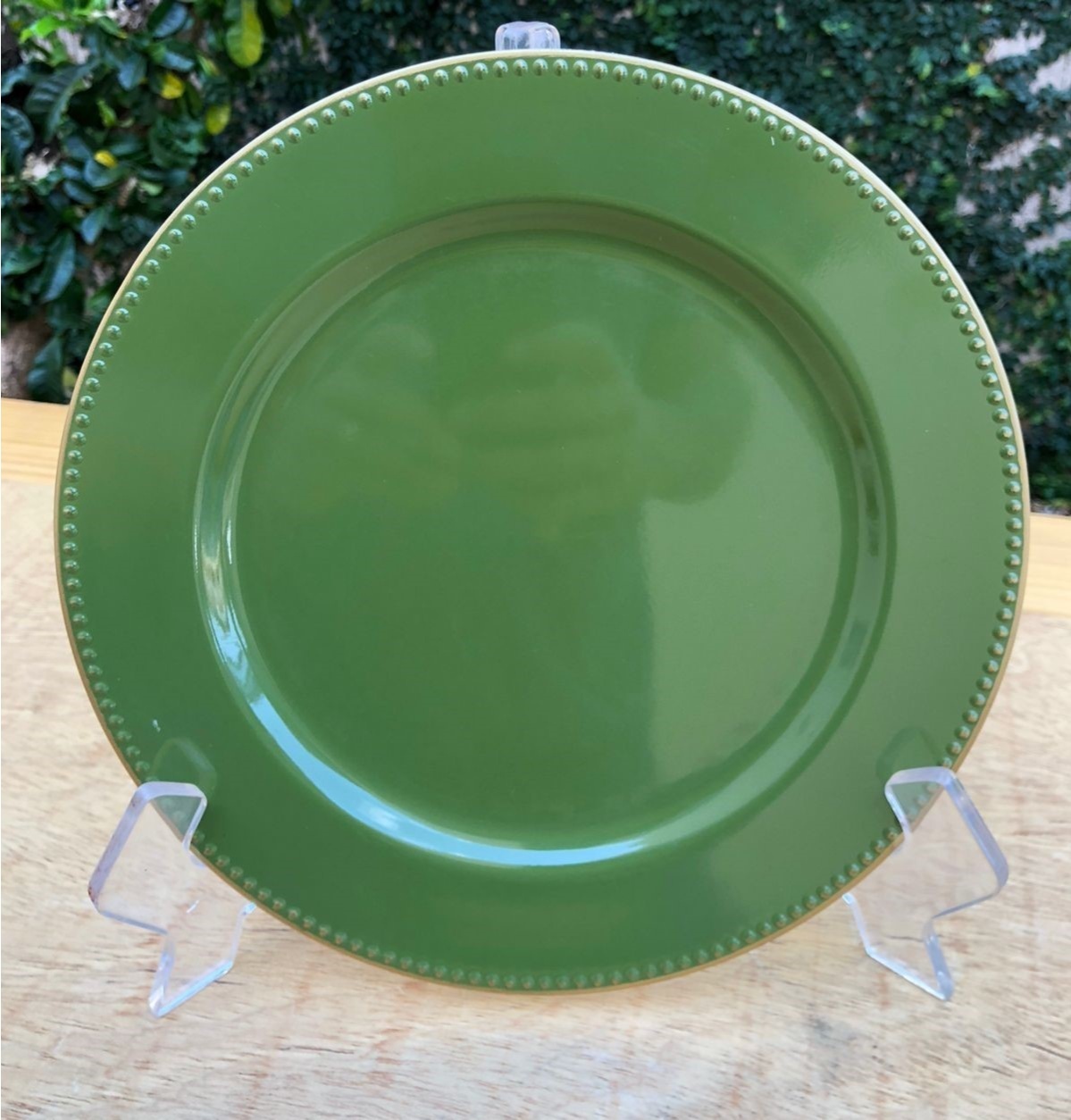 Sousplat Sobremesa Verde Borda Dourado Redondo 25Cm - FOCUSEVENTOSJATAI