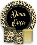 Dona Onça Glitter Dourado E Preto Painel Redondo 150Cm - imagem 2