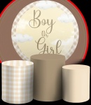Chá Revelação Boy Ou Girl Marron Claro Painel Redondo 150Cm - imagem 2