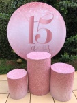 15 Anos Glitter Rosa Claro Cilindro Redondo Pmg - imagem 2