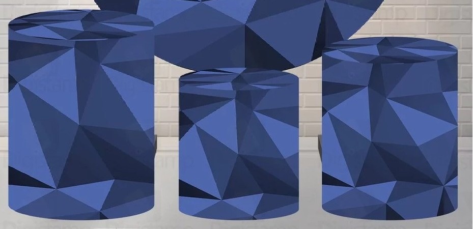 Geometrico Triângulos Azul Petroleo Cilindro Redondo Pmg - FOCUSEVENTOSJATAI