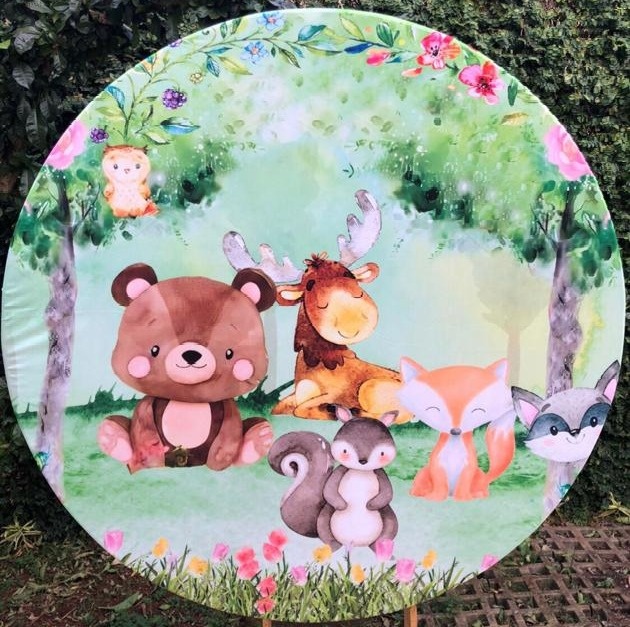 Bosque Encantado Ursinho E Amigos - Painel Redondo 150Cm - FOCUSEVENTOSJATAI