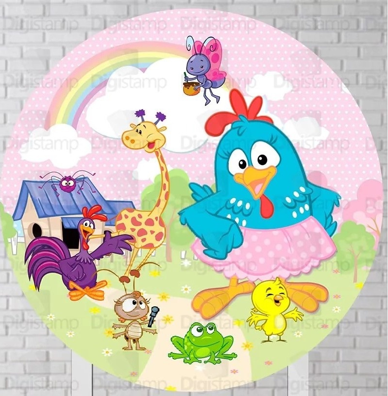 Galinha Pintadinha Rosa Bolinha Painel Redondo 150Cm - FOCUSEVENTOSJATAI