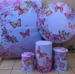 Borboleta Floral Rosa 5 Painel Redondo 150Cm - imagem 3
