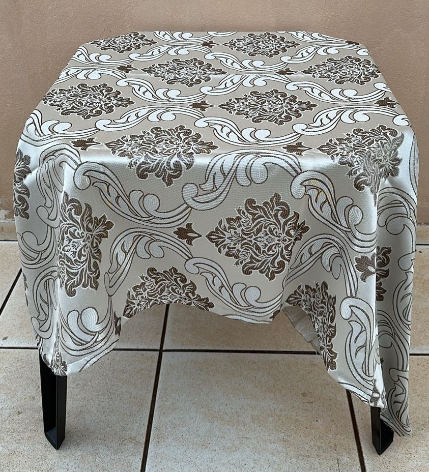 Forro Quadrado Areia Arabesco Marron Cetim Adamascado 140X140Cm - FOCUSEVENTOSJATAI