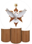 Batizado Ripado Madeira Marron Painel Redondo 150Cm - imagem 2