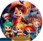 One Piece Cute 3D Painel Redondo 150Cm - imagem 1