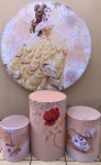 Bela Princesa Flor Vermelha E Glitter Dourado Cilindro Redondo 150Cm - imagem 2