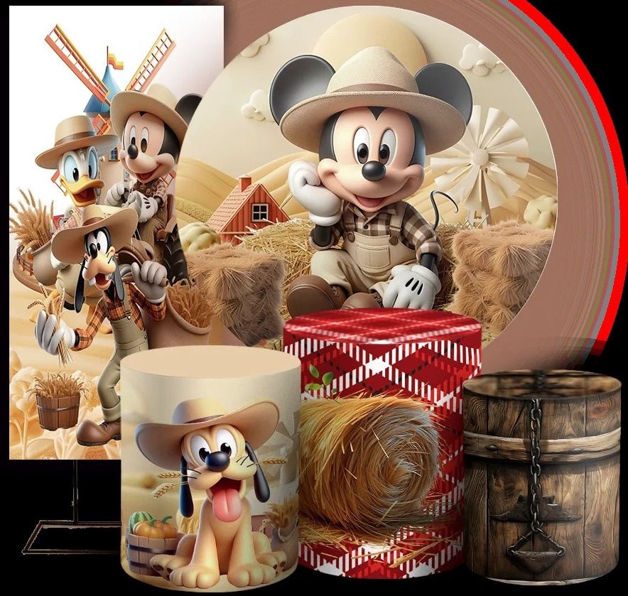 Mickey 3D Fazendeiro Marron Claro Cilindro Redondo Pmg - FOCUSEVENTOSJATAI