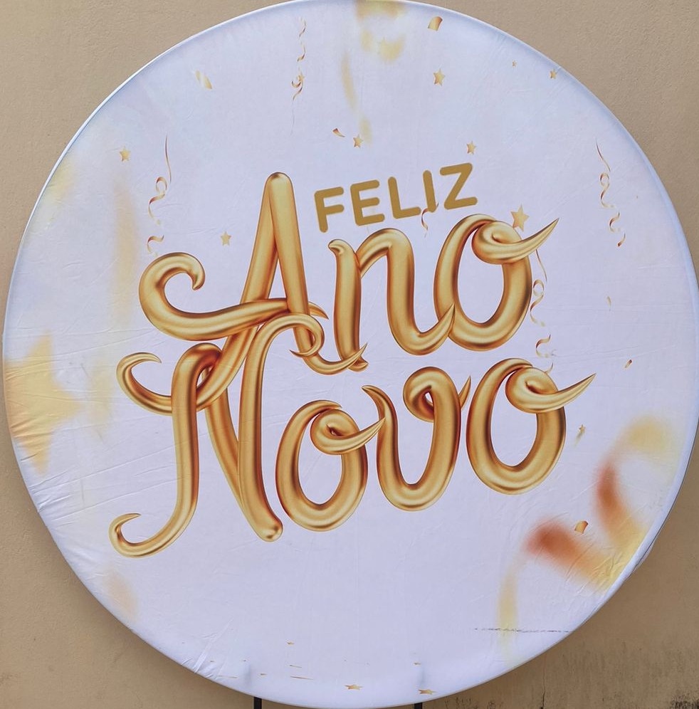 Ano Novo Fitilhos Dourado Painel Redondo 150Cm - FOCUSEVENTOSJATAI