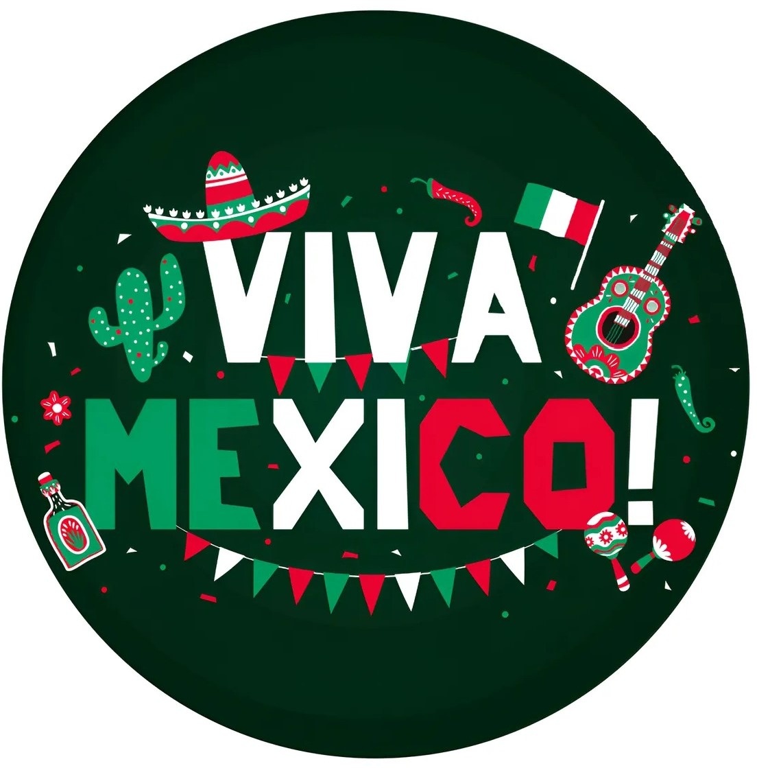 Mexico Viva O Mexico Painel Redondo 150Cm - FOCUSEVENTOSJATAI