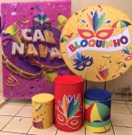 Carnaval Bloquinho Fundo Amarelo Painel Redondo 150Cm - imagem 2