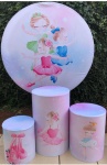 Bailarina Menininha Verde Azul E Rosa Painel Redondo 150Cm - imagem 2