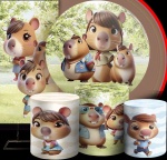 Capivara 3D Familia Na Floresta Painel Redondo 150Cm - imagem 4