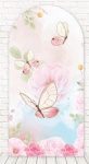 Borboleta Rosa E Cha 002 Painel Romano 200X100Cm - Fundo Rosa Chiclete  - imagem 1