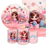 Jardim Cute Rosa Branquinha E Ruiva Painel Redondo 150Cm - imagem 2