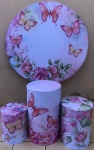 Borboleta Floral Rosa 5 Painel Redondo 150Cm - imagem 1