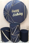 Happy Birthday Geometrico Preto E Dourado  Cilindro Red Pmg - imagem 2