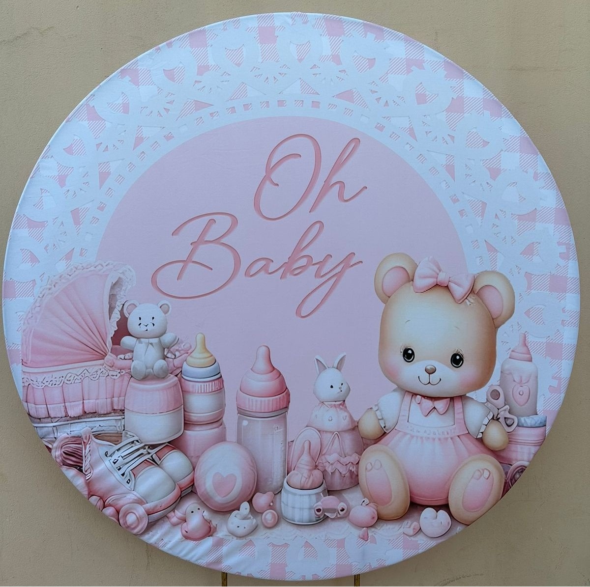 Cha Bebê Oh Baby Rosa Painel Redondo 150Cm - FOCUSEVENTOSJATAI