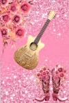Boiadeira Violão de Ouro E Chapeu Rosa Painel Retangular 220X150Cm - imagem 1