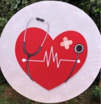 Profissão Enfermagem Coração Vermelho Painel Redondo 150Cm - imagem 1