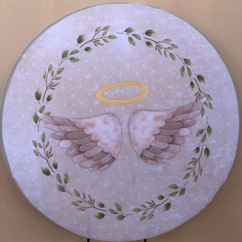 Batizado Asas de Anjo Painel Redondo 150Cm - FOCUSEVENTOSJATAI