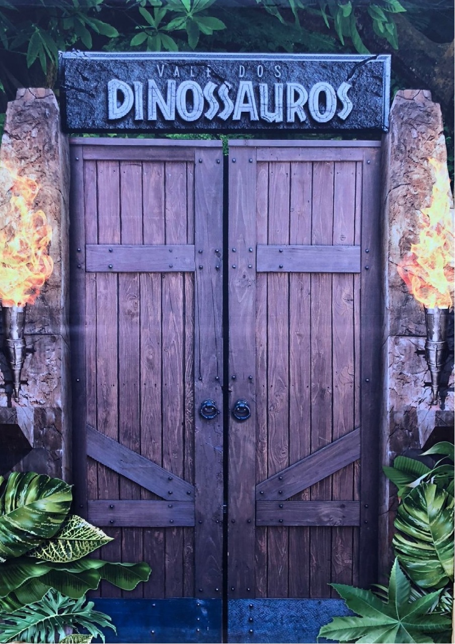 Dinossauro Portal de Entrada Painel Retangular 220X150Cm Fundo Preto Liso 13 - FOCUSEVENTOSJATAI
