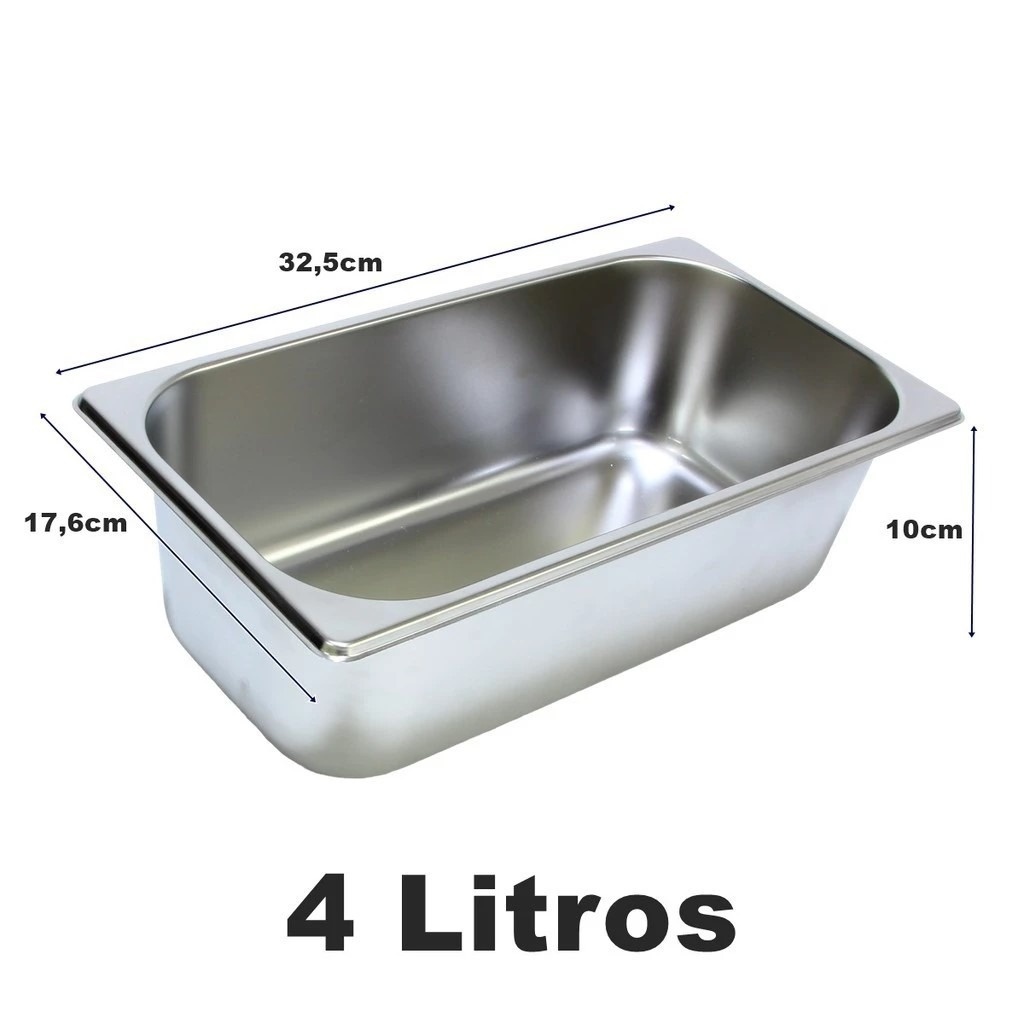 Cuba Rechaud Inox Retangular Pequena Funda 4L 1/3 32,5X17,5X10Cms - FOCUSEVENTOSJATAI
