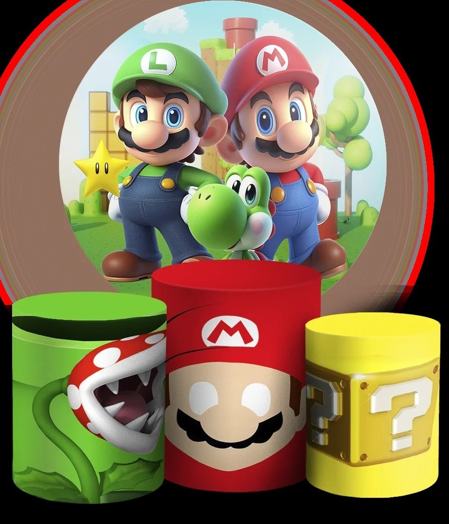 Super Marios 3D Vermelho E Verde Painel Redondo 150Cm - FOCUSEVENTOSJATAI