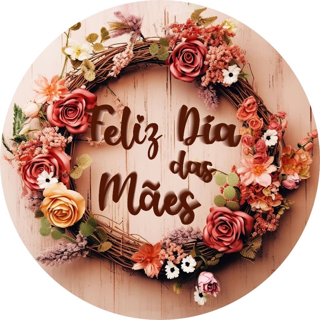 Mãe Floral Guirlanda Rosa Seco Painel Redondo 150Cm - FOCUSEVENTOSJATAI