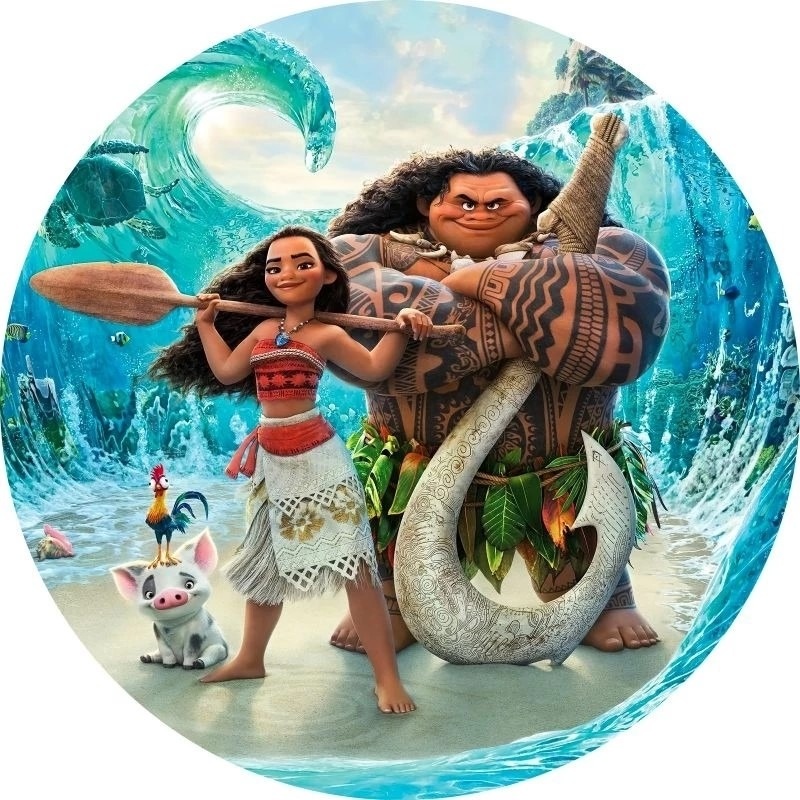 Moana E Maui Adultos Fundo Do Mar Painel Redondo 150Cm - FOCUSEVENTOSJATAI