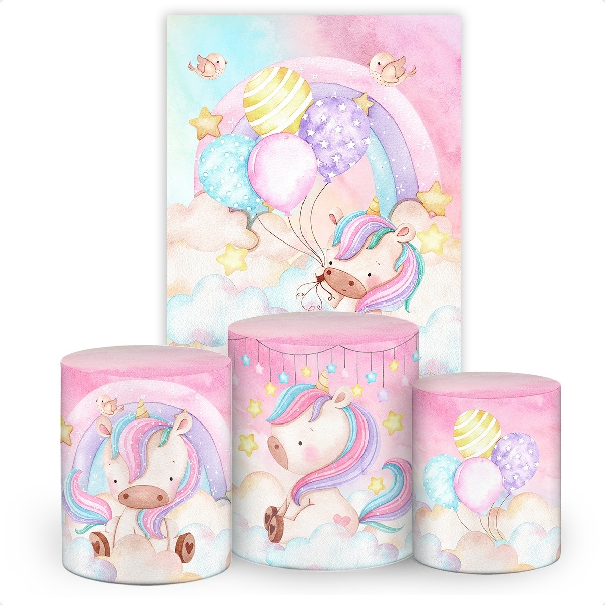 Unicornio Baby Estrela Painel Retangular 220X150Cms - FOCUSEVENTOSJATAI