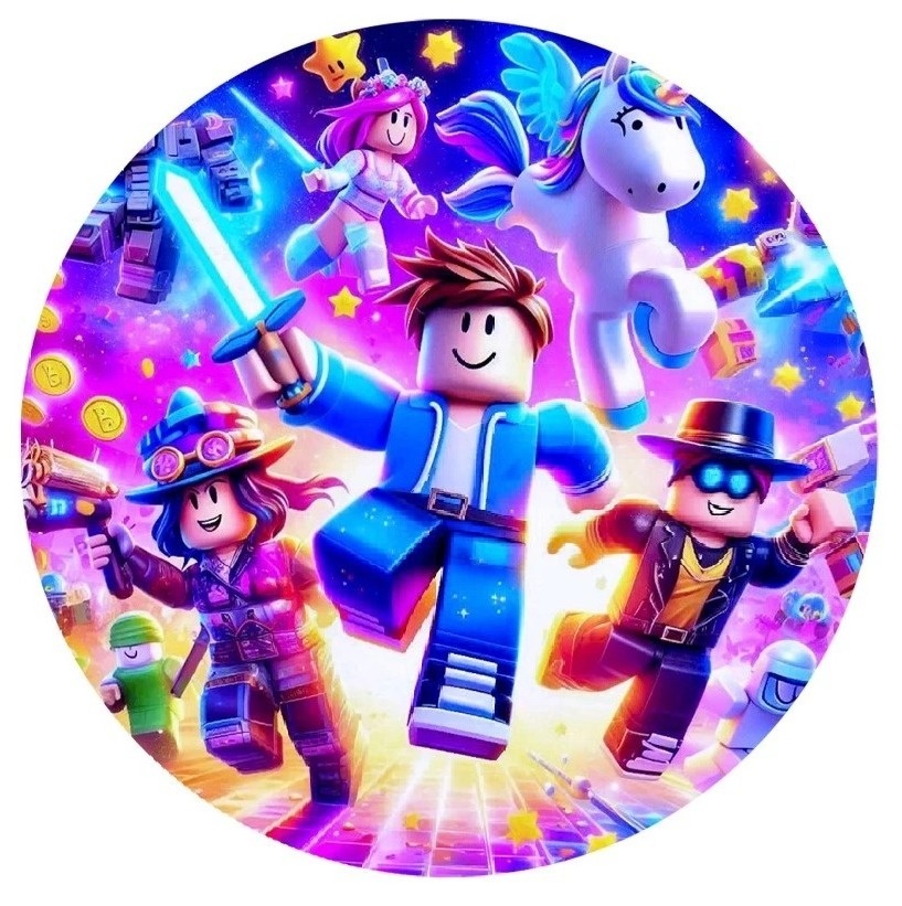 Roblox 3D Azul E Rosa Painel Redondo 150Cm - FOCUSEVENTOSJATAI