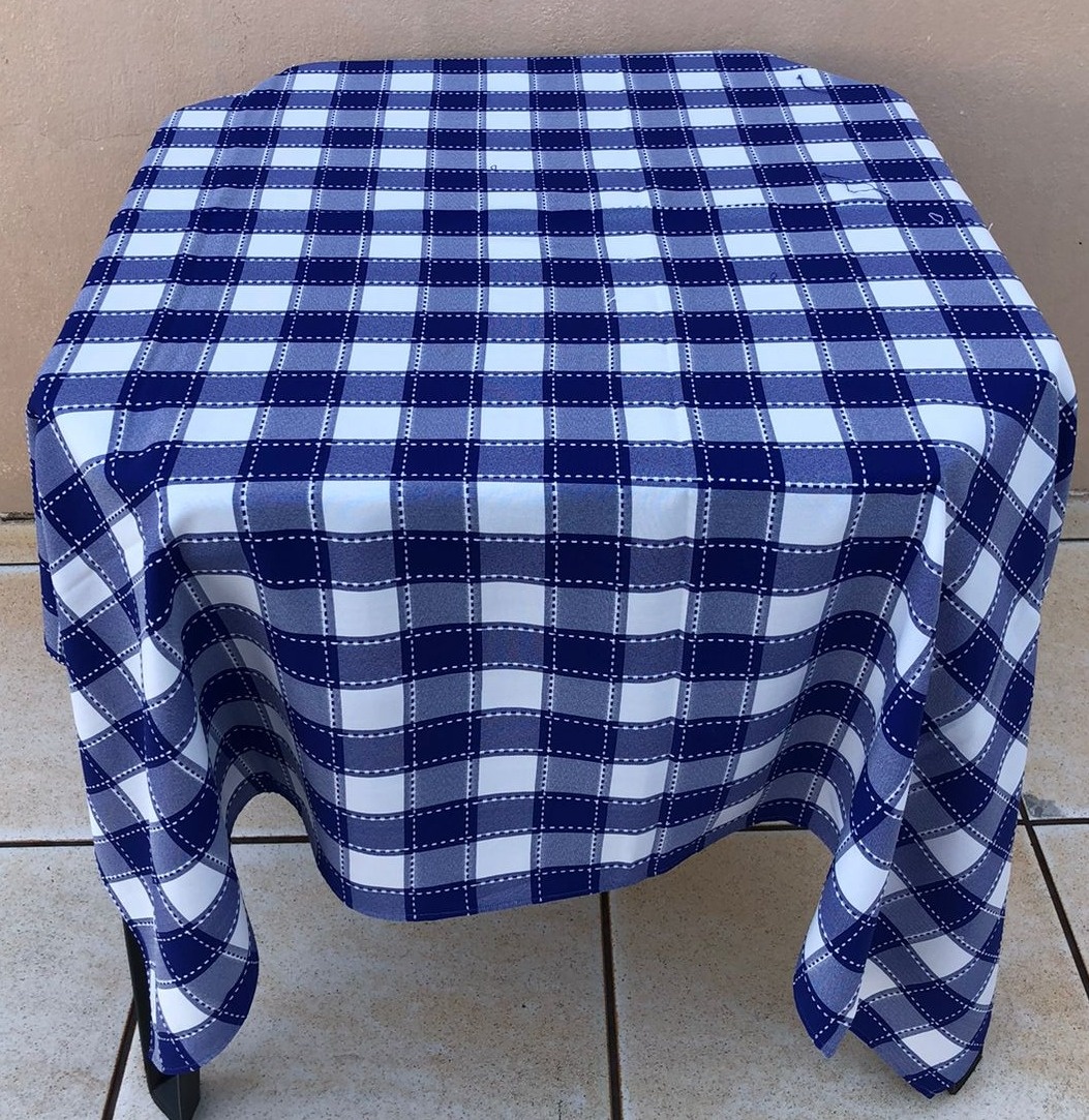 Forro Quadrado Xadrez Azul Royal Listas Oxford140X140Cm - FOCUSEVENTOSJATAI