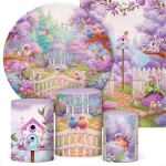 Jardim Passarinhos Lilas Painel Retangular 220X150Cm Fundo Preto Liso 16 - imagem 2