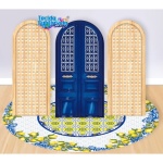 Ripado Madeira 1/2 E Porta Grega Azul Painel Romano 200X100Cm - Fundo Marron Pele - imagem 2