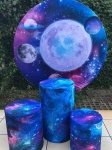 Galaxia Astronauta Planeta Cinza Painel Redondo  150Cm - imagem 2