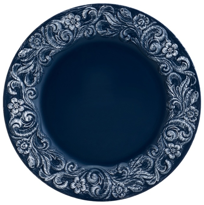 Sousplat Azul Floral Arabesco Redondo 33Cms - FOCUSEVENTOSJATAI
